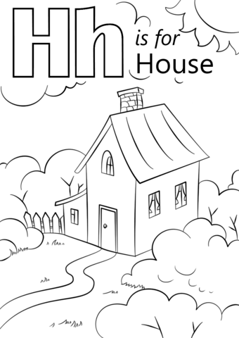 Letter H Is For House Coloring Page